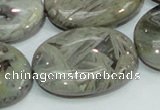 CAB84 15.5 inches 25*35mm oval silver needle agate gemstone beads