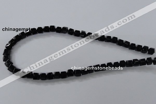 CAB841 15.5 inches 8*8mm faceted cube black agate gemstone beads wholesale