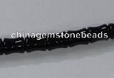 CAB842 15.5 inches 8*10mm bamboo shape black agate gemstone beads