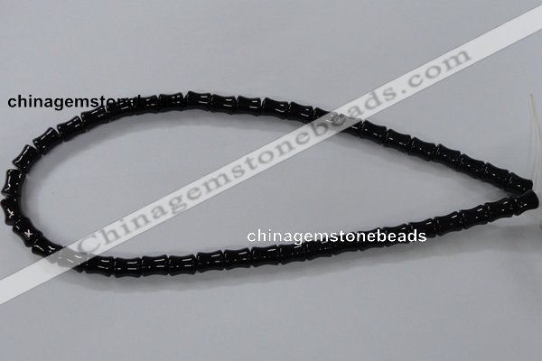 CAB842 15.5 inches 8*10mm bamboo shape black agate gemstone beads