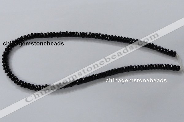 CAB843 15.5 inches 4*6mm rondelle black agate gemstone beads wholesale