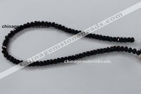 CAB844 15.5 inches 5*8mm rondelle black agate gemstone beads wholesale