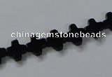 CAB845 15.5 inches 8*8mm cross black agate gemstone beads wholesale