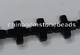 CAB846 15.5 inches 14*14mm cross black agate gemstone beads wholesale