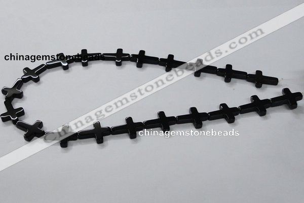 CAB847 15.5 inches 15*20mm cross black agate gemstone beads wholesale