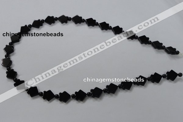 CAB849 15.5 inches 10*10mm fish black agate gemstone beads wholesale