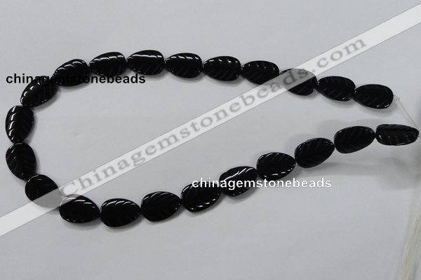 CAB852 15.5 inches 13*18mm leaf black agate gemstone beads wholesale