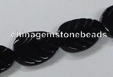 CAB853 15.5 inches 15*20mm leaf black agate gemstone beads wholesale