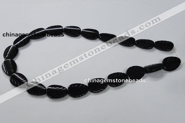 CAB853 15.5 inches 15*20mm leaf black agate gemstone beads wholesale