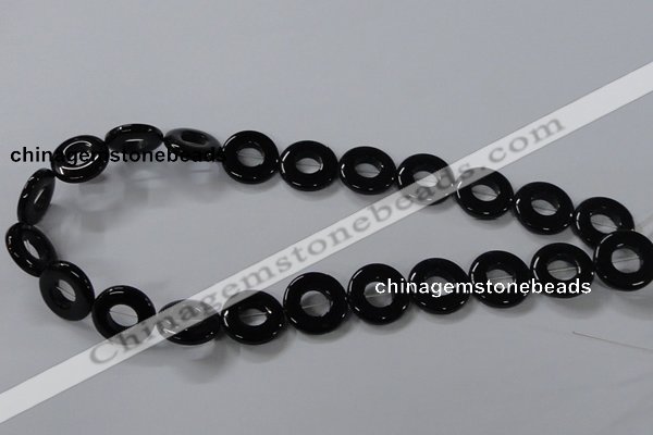 CAB854 15.5 inches 18mm donut black agate gemstone beads wholesale