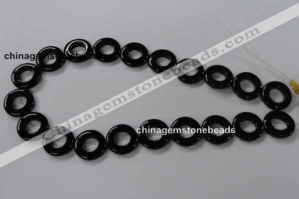 CAB855 15.5 inches 20mm donut black agate gemstone beads wholesale