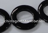 CAB857 15.5 inches 30mm donut black agate gemstone beads wholesale