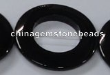 CAB858 15.5 inches 45mm donut black agate gemstone beads wholesale