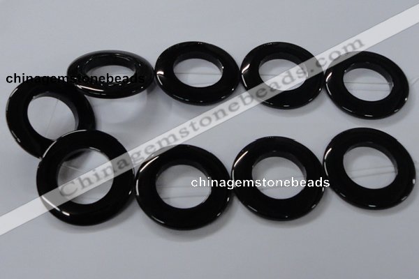 CAB858 15.5 inches 45mm donut black agate gemstone beads wholesale