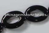 CAB859 15.5 inches 18*24mm oval black agate gemstone beads wholesale