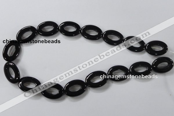 CAB859 15.5 inches 18*24mm oval black agate gemstone beads wholesale