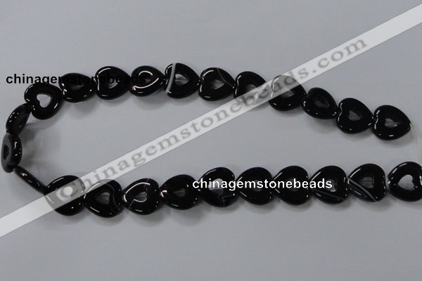 CAB860 15.5 inches 18*18mm heart black agate gemstone beads wholesale