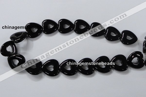 CAB861 15.5 inches 24*24mm heart black agate gemstone beads wholesale