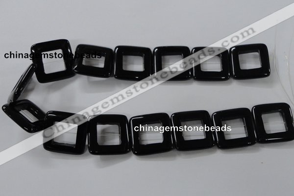 CAB863 15.5 inches 28*28mm square black agate gemstone beads wholesale