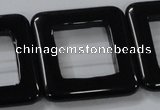 CAB864 15.5 inches 35*35mm square black agate gemstone beads wholesale