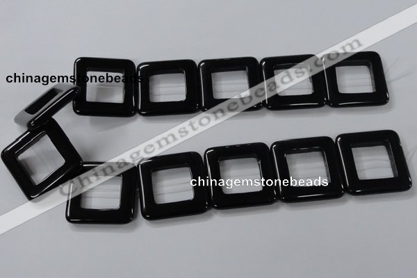 CAB864 15.5 inches 35*35mm square black agate gemstone beads wholesale