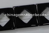 CAB865 15.5 inches 25*25mm square black agate gemstone beads wholesale