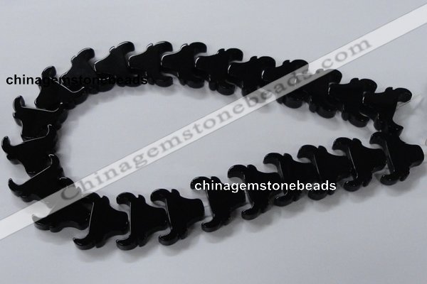 CAB869 15.5 inches 23*25mm ox-head black agate gemstone beads wholesale