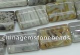 CAB87 15.5 inches 15*20mm rectangle silver needle agate gemstone beads