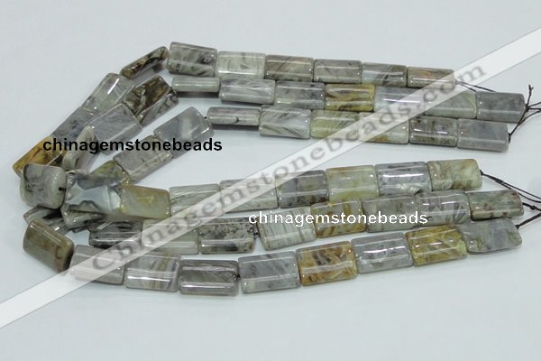 CAB87 15.5 inches 15*20mm rectangle silver needle agate gemstone beads