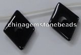 CAB870 22*40mm top-drilled rhombic black agate gemstone beads wholesale