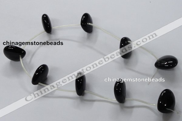 CAB872 22*22mm top-drilled teardrop black agate gemstone beads wholesale