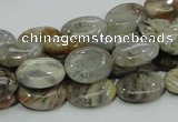 CAB89 15.5 inches 10*14mm oval silver needle agate gemstone beads