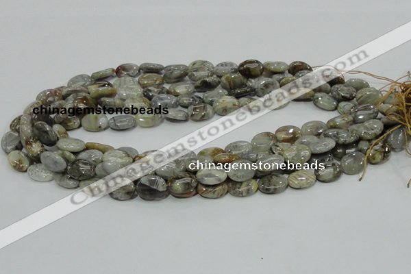 CAB89 15.5 inches 10*14mm oval silver needle agate gemstone beads