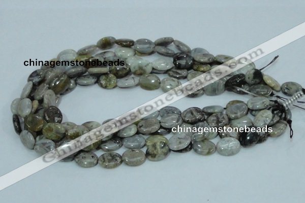 CAB90 15.5 inches 12*16mm oval silver needle agate gemstone beads