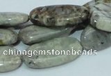 CAB91 15.5 inches 15*30mm oval silver needle agate gemstone beads