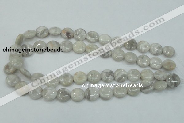 CAB915 15.5 inches 15mm flat round natural crazy agate beads wholesale