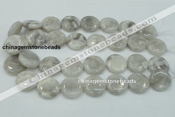 CAB917 15.5 inches 25mm flat round natural crazy agate beads wholesale