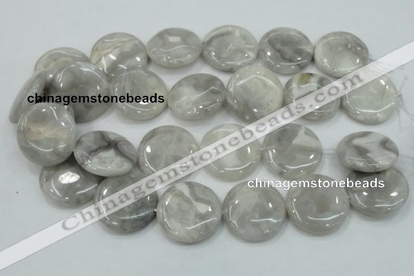 CAB918 15.5 inches 30mm flat round natural crazy agate beads wholesale