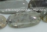 CAB92 15.5 inches 20*40mm oval silver needle agate gemstone beads