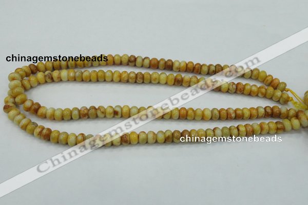 CAB933 15.5 inches 5*8mm rondelle yellow crazy lace agate beads