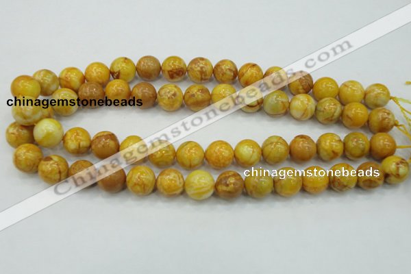 CAB936 15.5 inches 14mm round yellow crazy lace agate beads wholesale