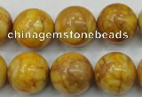 CAB937 15.5 inches 16mm round yellow crazy lace agate beads wholesale