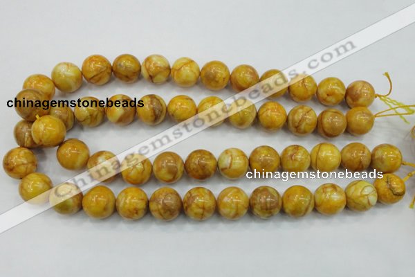 CAB937 15.5 inches 16mm round yellow crazy lace agate beads wholesale