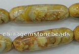 CAB939 15.5 inches 13*40mm rice yellow crazy lace agate beads wholesale