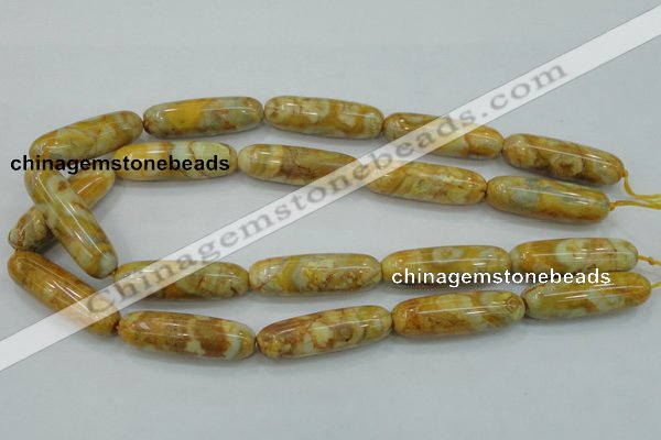 CAB939 15.5 inches 13*40mm rice yellow crazy lace agate beads wholesale