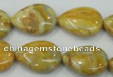 CAB941 15.5 inches 18*25mm flat teardrop yellow crazy lace agate beads