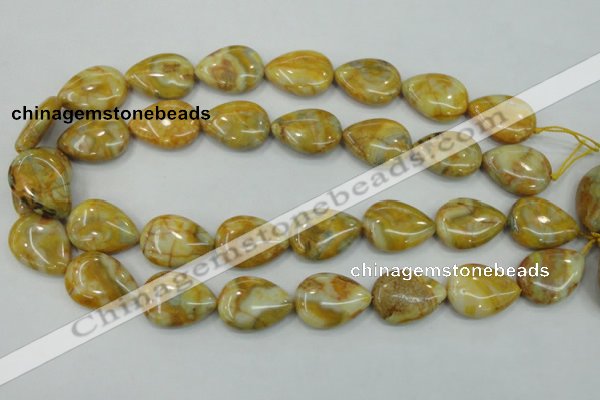 CAB941 15.5 inches 18*25mm flat teardrop yellow crazy lace agate beads