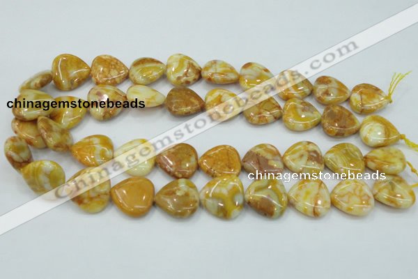 CAB942 15.5 inches 20*20mm heart yellow crazy lace agate beads