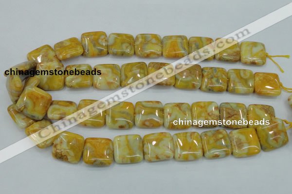 CAB947 15.5 inches 20*20mm square yellow crazy lace agate beads