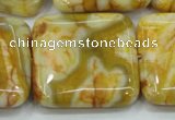 CAB948 15.5 inches 30*30mm square yellow crazy lace agate beads